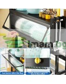 Сушилник за съдове със стъклена врата поставка за прибори и специално отделение за лъжици, вилици и ножове